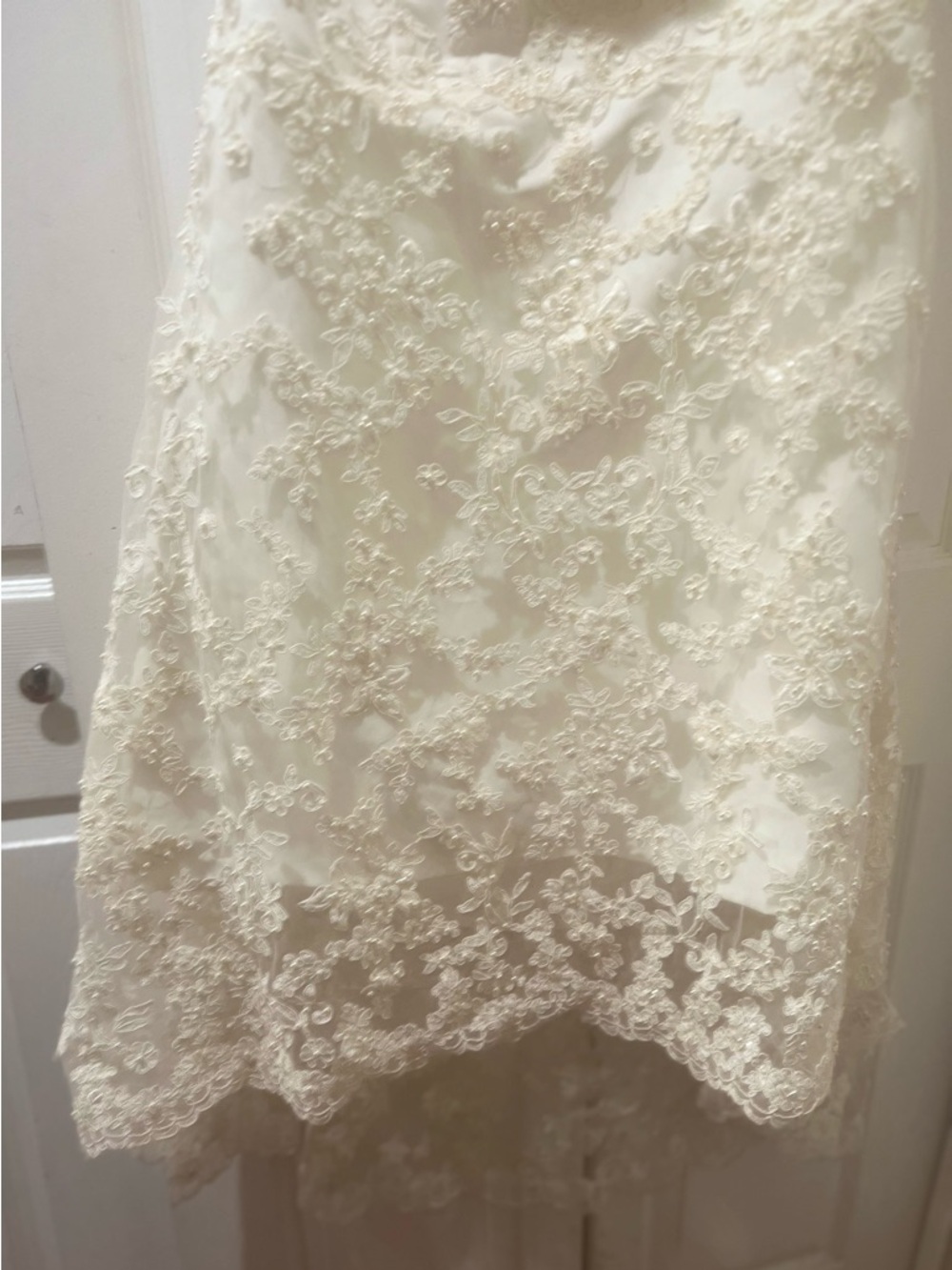 Alfred Angelo Ivory Lace High-Low Bridal Gown Sweetheart Strapless Size 10 - Picture 4 of 8